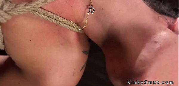  Hogtied and suspended got pussy fucked